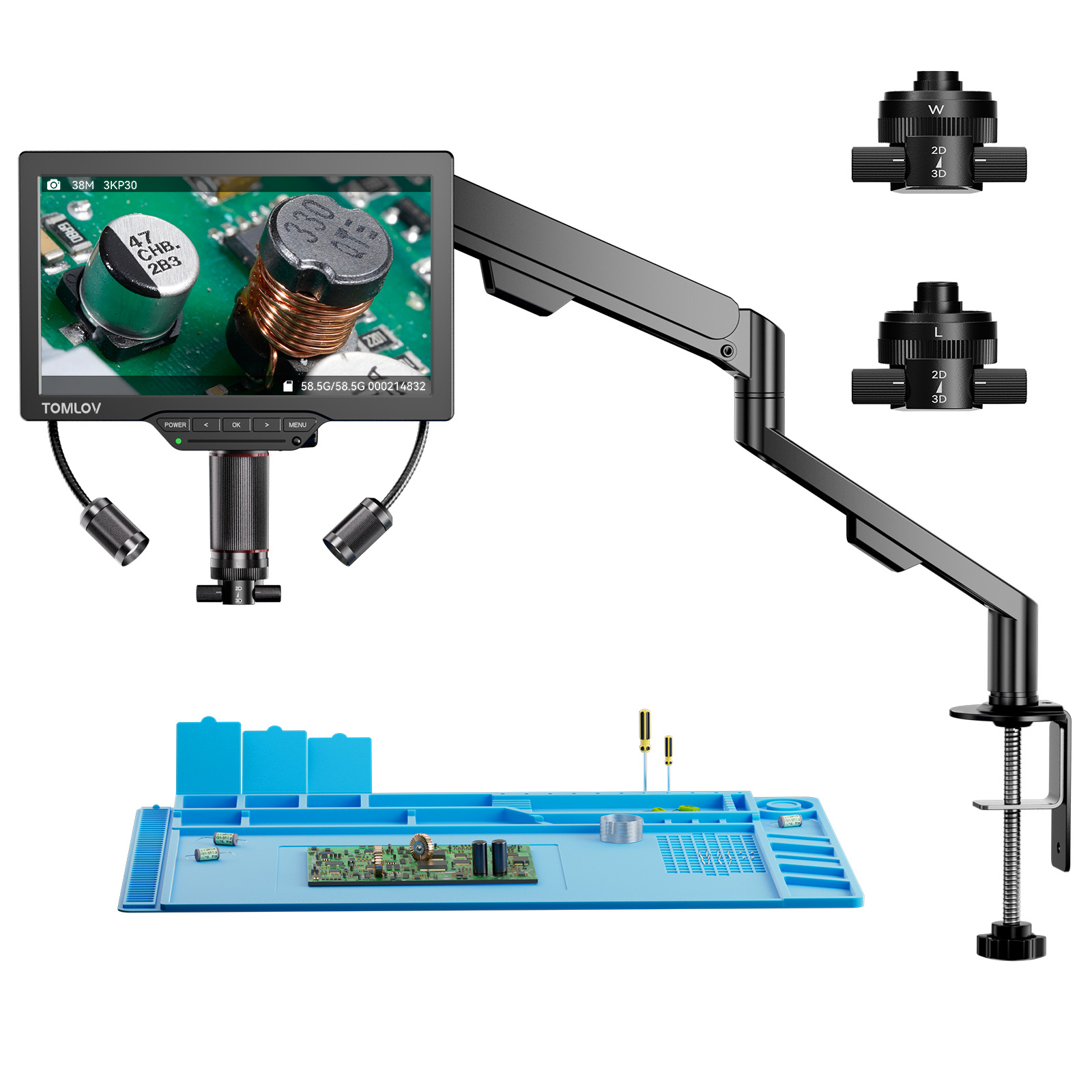 Electronics Repair Microscope - TOMLOV Microscope 3D TM3K-3D 7