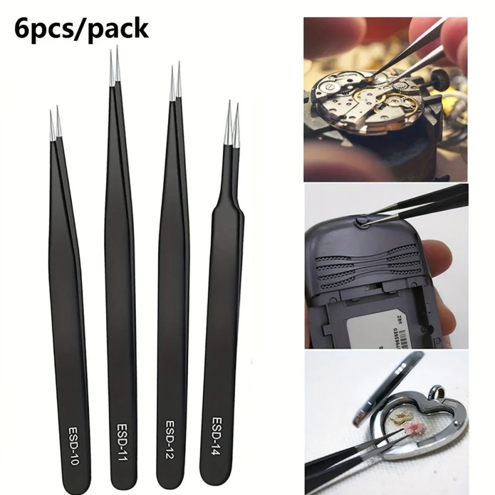6pcs Precision Long Tweezers S – Electronics Repair Tool recenzja i cena